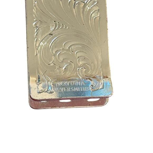 Montana Silversmiths Floral Tulip Silver Money Clip Western Cowboy Preloved - Picture 5 of 11